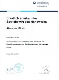 Staatlich anerkannter Betriebswirt des Handwerks